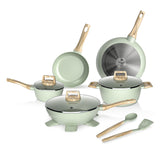 Batería Cocina 14Pzs Aluminio Forjado Antiadherente Flow Verde