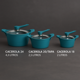 Batería Cocina 6 Piezas Aluminio Fundido Celeste BOHLIER 2.0