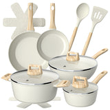 Bateria Cocina 14Pzs Aluminio Forjado Antiadherente Flow Beige