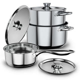 Batería de Cocina 6 Piezas Acero Inoxidable 410-6SS