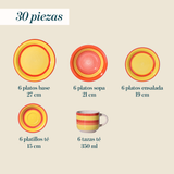 Juego de Vajillas 30 Piezas Pintado a Mano Cascais