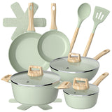 Batería Cocina 14Pzs Aluminio Forjado Antiadherente Flow Verde