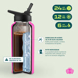 Termo Botella Térmica 1000ml Acero Inoxidable + 2 Tapas Intercambiables Nox