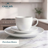 Juego de Vajillas 16 Piezas Porcelana Redondo Blanco Cascais