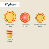 Juego de Vajillas 16 Piezas Pintado a Mano Cascais