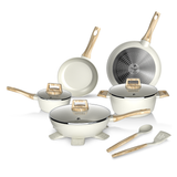 Bateria Cocina 14Pzs Aluminio Forjado Antiadherente Flow Beige