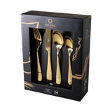 Set Cubiertos 24 Piezas Acero Inoxidable Gold Krons