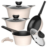 Batería Cocina Aluminio Fundido 7 piezas Fortis Beige