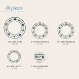 Juego De Vajilla 30 Piezas Porcelana Fiesole Hallen