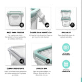 Contenedor Hermético de Vidrio Rectangular 150ml Allegra