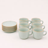 Juego de 12Pzs Tazas Té + Platos 350ml Verde Amalfi Hallen