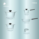Batería Cocina Aluminio Fundido 7 piezas Fortis Ice
