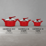 Batería Cocina 6 Piezas Aluminio Fundido Rojo BOHLIER 2.0