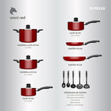 Batería de Cocina 15 Piezas Omni  Red Aluminio Antiadherente