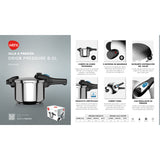 Olla a Presión de Acero Inoxidable 8Ltrs Orion Pressure Wens