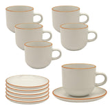 Juego de 12Pzs Tazas Té + Platos 200ml Beige Aryna Hallen