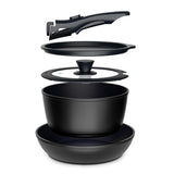 Batería de Cocina 5 Piezas Aluminio Forjado Snap-On  Black & Mint