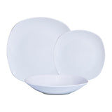 Juego de Vajillas 12 Piezas Porcelana Cuadrado Blanco Cascais