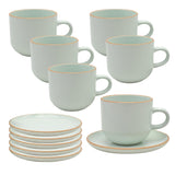 Juego de 12Pzs Tazas Té + Platos 200ml Verde Amalfi Hallen