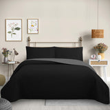 Cubrecama Quilt Reversible 1,5 Plazas Color Negro Trama Collection