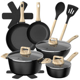 Bateria Cocina 14Pzs Aluminio Forjado Antiadherente Flow Black