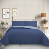 Cubrecama Quilt Reversible Color Azul Trama Collection