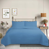 Cubrecama Quilt Reversible 1,5 Plazas Azul Marino Lines Collection Martiné