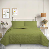 Cubrecama Quilt Reversible 1,5 Plazas Color Oliva Delux Collection Martiné