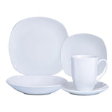 Juego de Vajillas 30 Piezas Porcelana Cuadrado Blanco Cascais