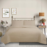 Cubrecama Quilt Reversible 1,5 Plazas Color Beige Lines Collection Martiné