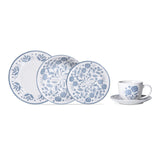 Juego de Vajilla 30 Piezas de Porcelana Decorada Modelo Hannah – Diseño Floral Azul