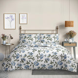 Cubrecama Quilt Reversible 1,5 Plazas Estampado Azul Flowers Collection Martiné